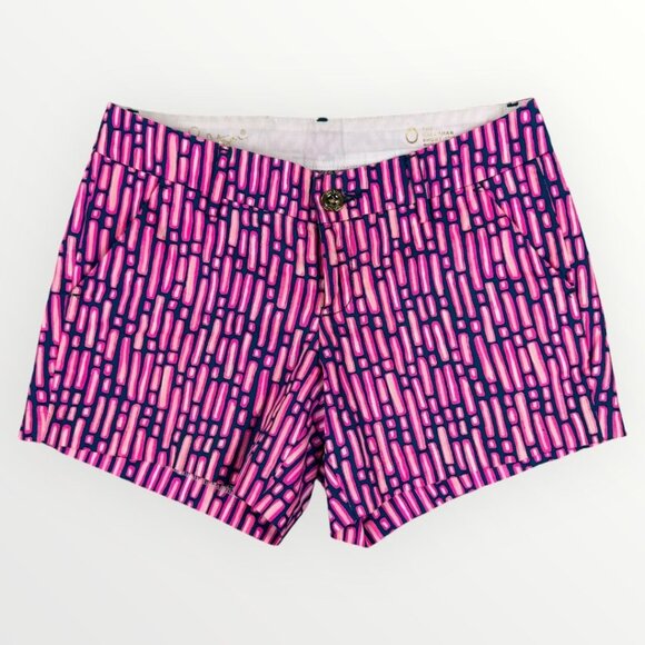 LILLY PULITZER Callahan Short Womens Pink/Blue Striped Lightweight Mini Shorts - Picture 1 of 8